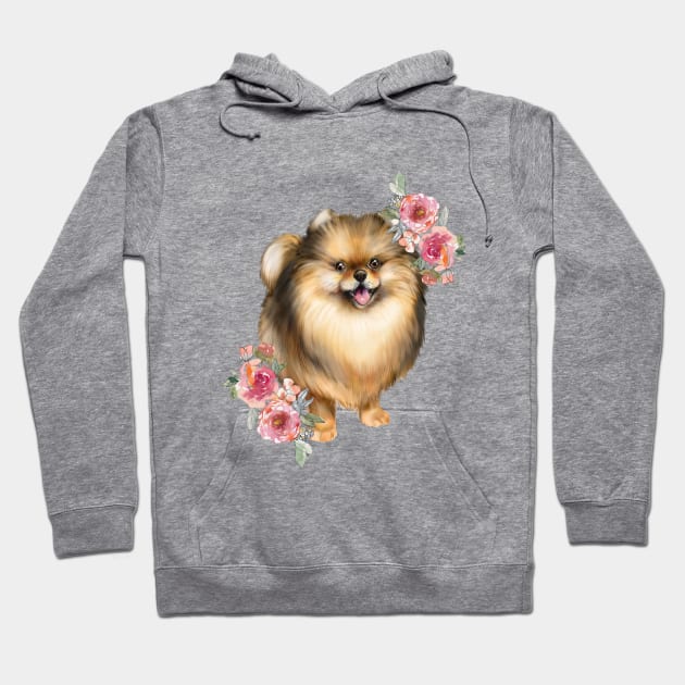 Cute Brown Pomeranian Spitz Puppy Dog Hoodie by AdrianaHolmesArt